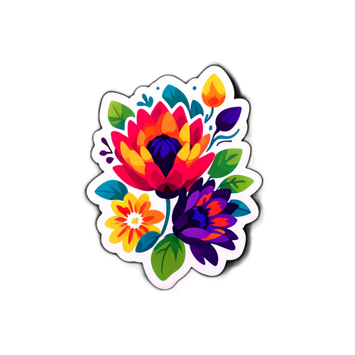 Nelimarkan teokset: Inspiroiva kukkala sticker