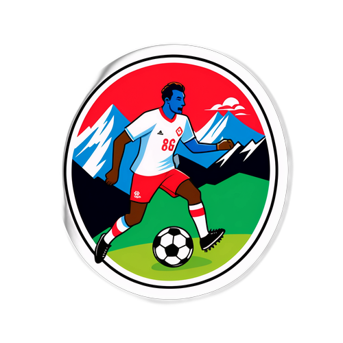 A scenes ya milima ya Alpine na mpira wa miguu kwa ajili ya mechi ya Annecy