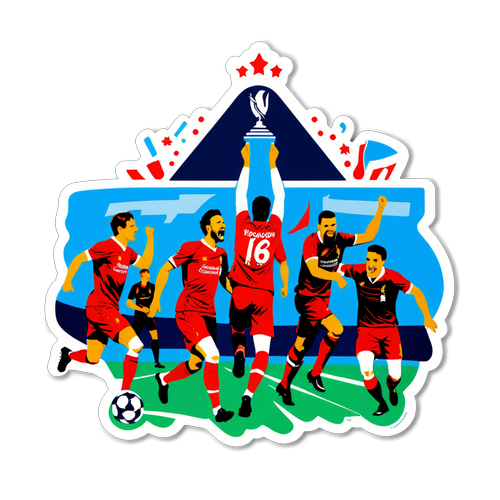 Sticker với cảnh các cầu thủ Liverpool ăn mừng chiến thắng