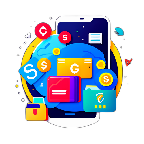 Trendy Digital Wallet Graphic na may Gcash Logo