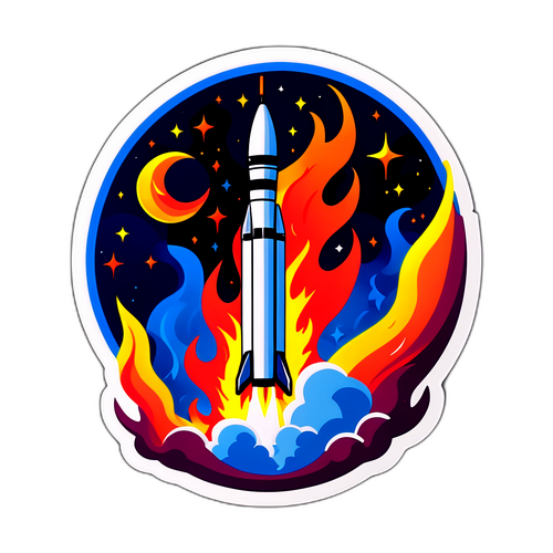 Креативна наклейка з ракетой Falcon 9, що запускається в небо