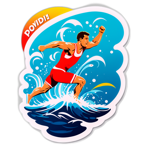 Sticker cu David Popovici în acțiune