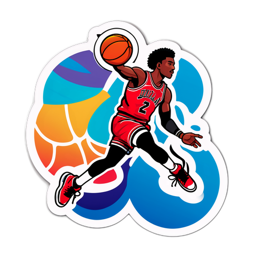 Sticker Ikonik Jordan dengan Bola Keranjang