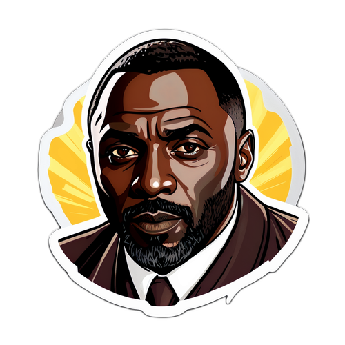 Autocollant vintage représentant Idris Elba dans le style des affiches de films classiques