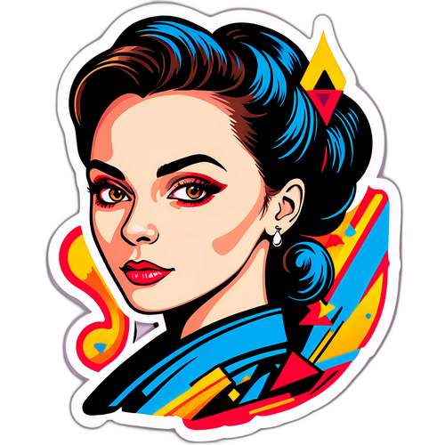 Стикер с Юлией Началовой в ярком стиле