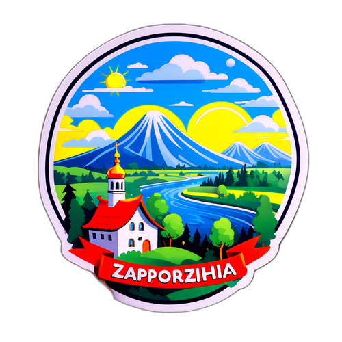 Кумедний наліпка з пейзажами Запоріжжя