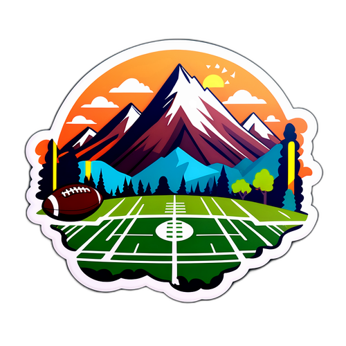 Whimsisk Landskap med Fotballbane og Fjell