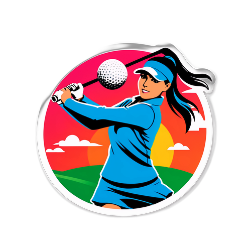 สติ๊กเกอร์กีฬา LPGA นักกอล์ฟหญิงในท่าทางสวยงาม