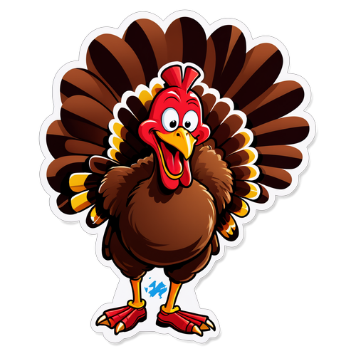 Humorous Turkey Football Sticker