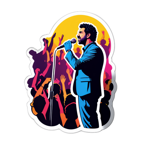 מדבקה צבעונית של אלי שערבי בהופעה חיה