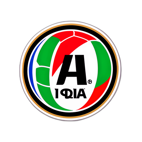 Stiker Logo Serie A dengan Bola Sepak dan Warna Itali