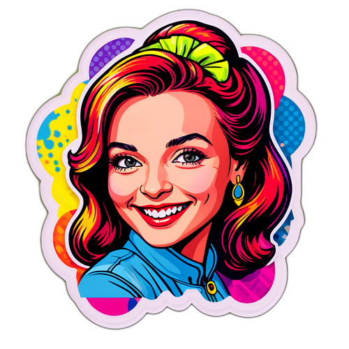 Sticker w stylu pop-art z portretem Anna Mucha