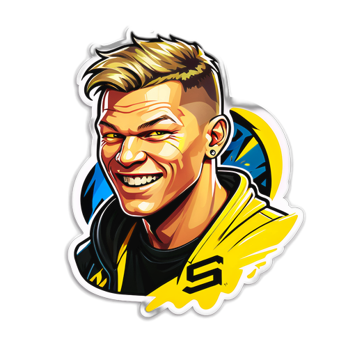 Артовий наклейка з відомим гравцем s1mple в динамічному стилі