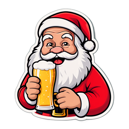 Morsom Santa karikatur med øl