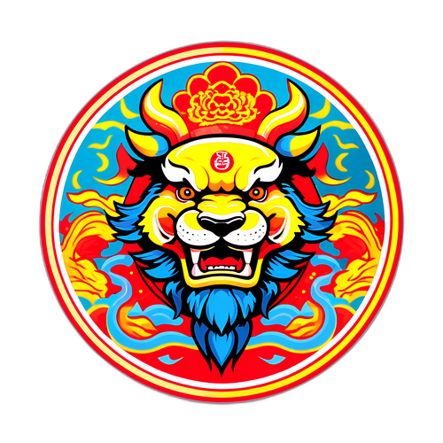 传统文化狮子纹章贴纸