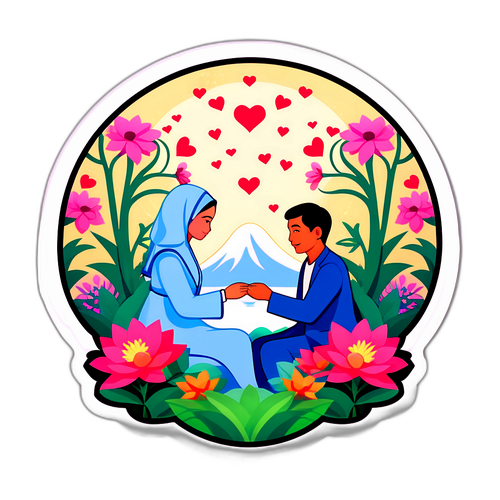 Stiker Romantis di Taman Sehat