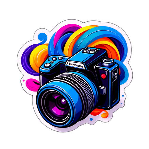 Sticker Primocanale con Elementi Colorati dei Media