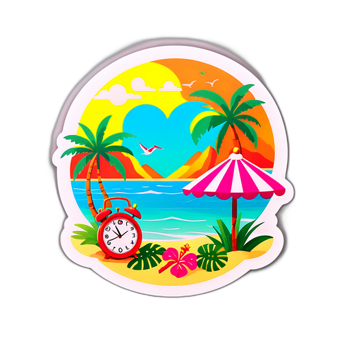 Whimsical Tropical Love Island Vibes Sticker