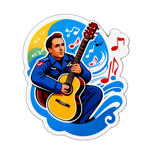 Sticker van Raf in een muzikale omgeving