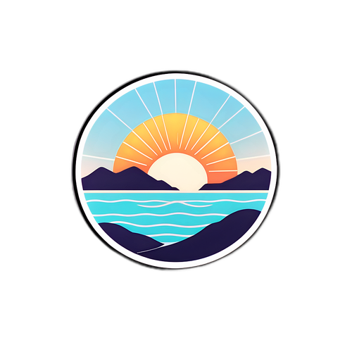 Минималистичный стикер с изображением южного горизонта и текстом "Летний свет"