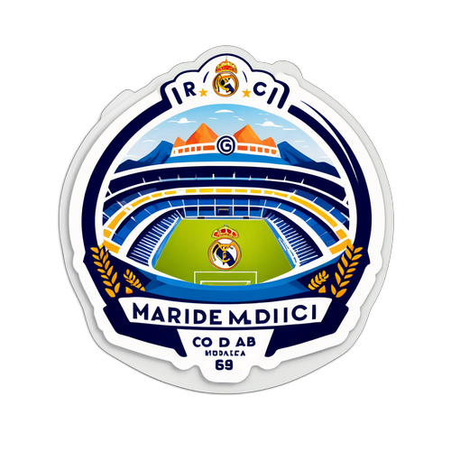 Sticker cu peisajul stadionului Real Madrid CF, cu un mesaj motivațional