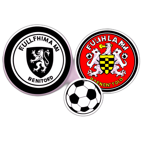 Fulham és Brentford csapatok logói focilabdával