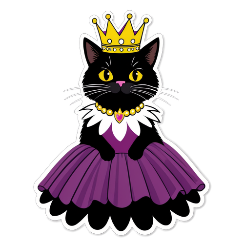 Sassy Cat with Crown and Tutu Sticker