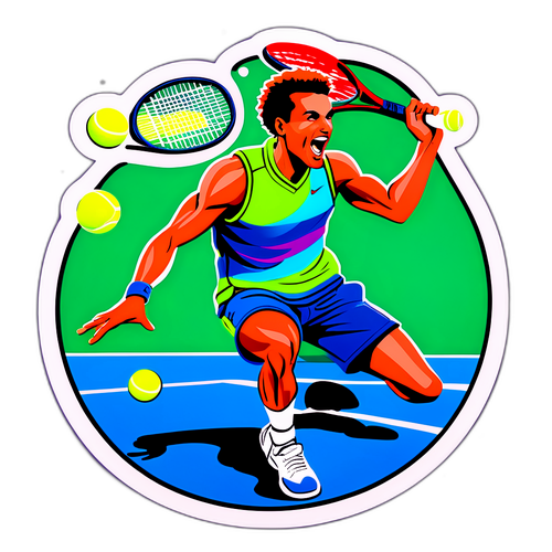 Vibrant Tennis Action Sticker