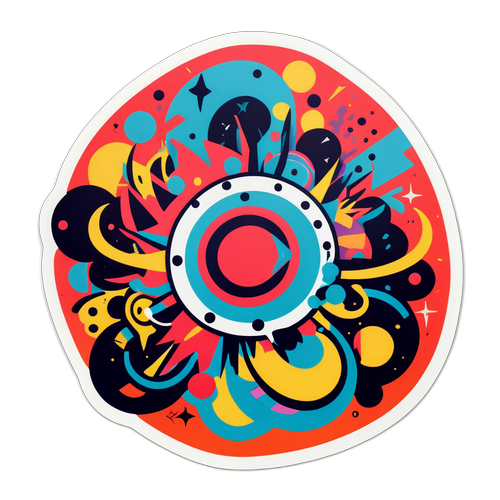 Kaosun Sembollerini Yansıtan Soyut Sanat Sticker Tasarımı