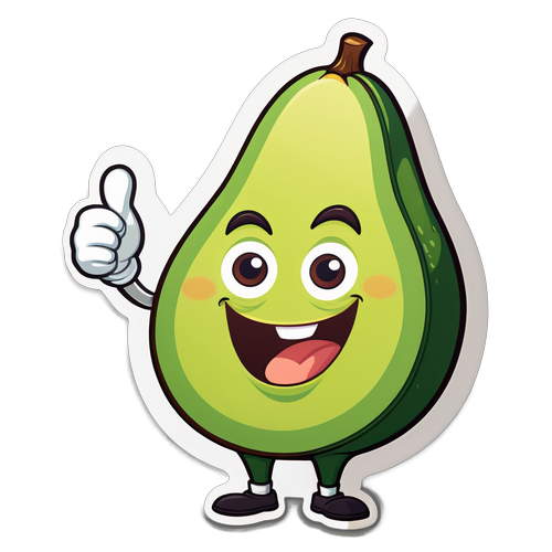 Smiling Cartoon Avocado with Thumbs Up Sticker