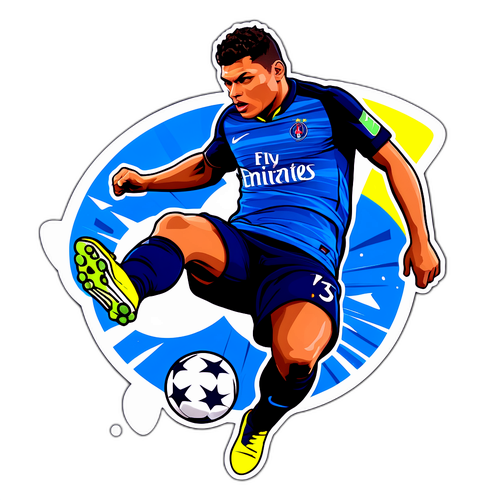 Sticker de Thiago Silva haciendo un tackle espectacular, con efectos de velocidad