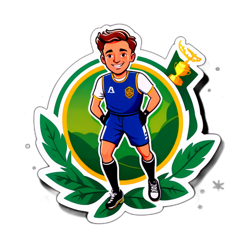 Sticker av Fritz Aanes i et eventyrlig posisjon