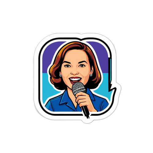 Sticker van Karen Damen met een microfoon