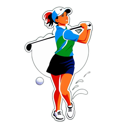 여성 골퍼의 역동적인 모습