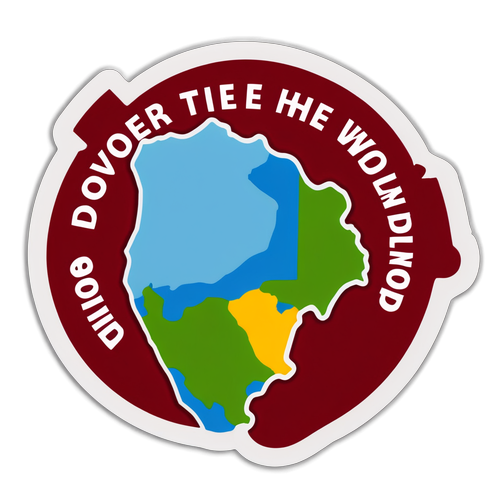 Sticker van een wereldkaart met een pin op Napels en de tekst 'Ontdek de wereld'