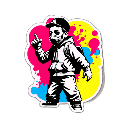 Graffiti-stijl sticker met moderne kleuren