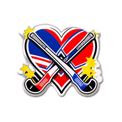 Crossed Hockey Sticks with Heart