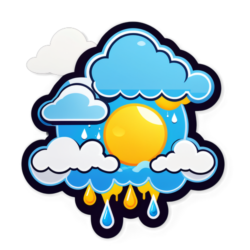 陽光與雨天的對比設計貼紙