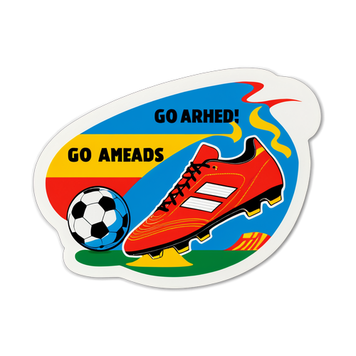 Sticker van een voetbalschoen en een bal met de tekst 'Go Ahead Eagles'