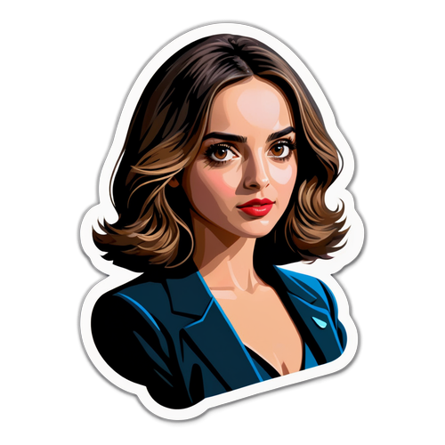 Autocollant d'Ana de Armas avec un regard mystérieux