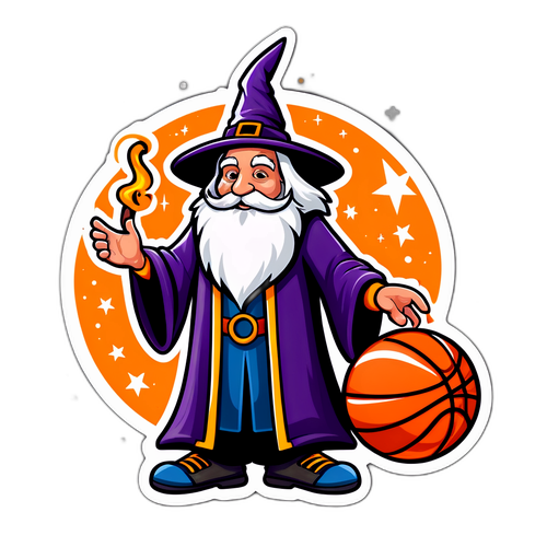 Masayang Wizard na may Basketball