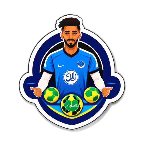 Ілюстрація для наклейки, що відображає стиль та емоції гри Аль-Ріяд – Аль-Хілял