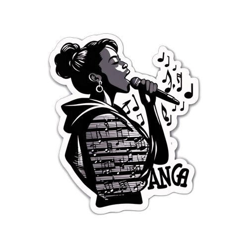 Silhouette Singer with Musical Notes