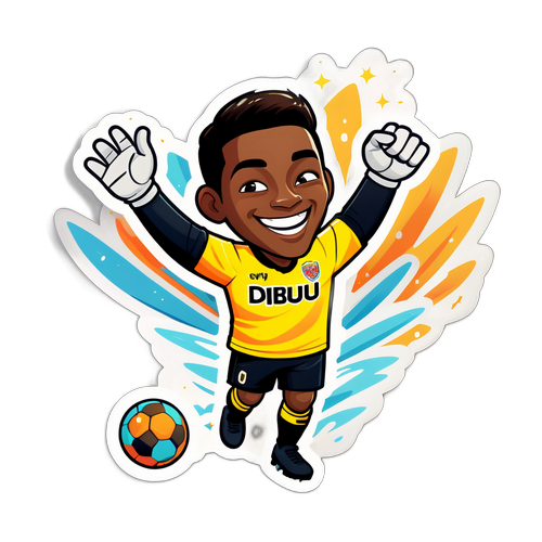 Sticker de Dibu en celebración