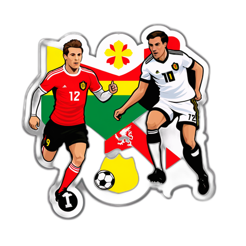 Klocka med belgiska och walesiska fotbollsspelare