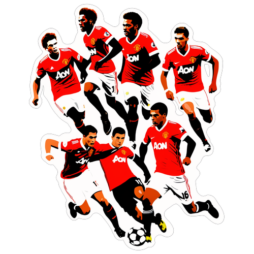 Künstlerisches Fußballmotiv von Manchester United Spielern in Aktion