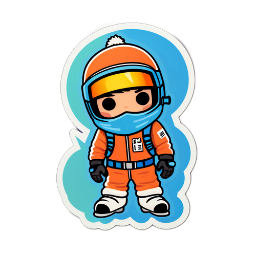 Cooler Luke Littler Sticker im vollen Ski-Outfit