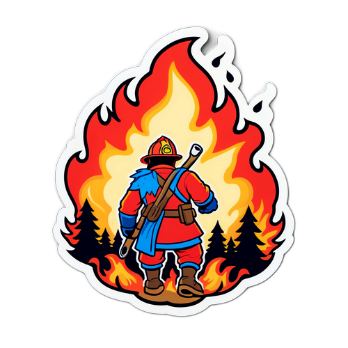 Heroic Firefighter Battling the Flames