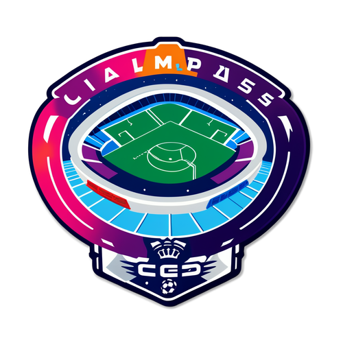 Futurystyczny sticker ze stadionem na Final Ligi Mistrzów 2025