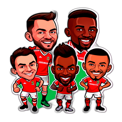 Stiker Karikatur Pemain Wrexham dan Nottingham Forest